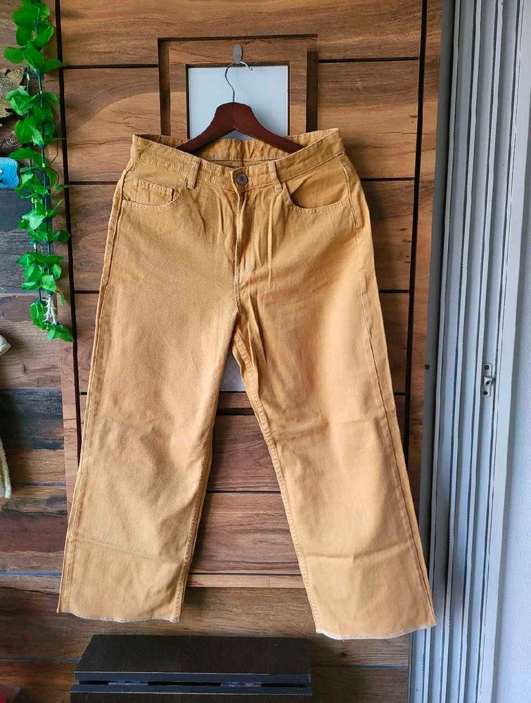 Trendy Khaki Wide Leg Jeans