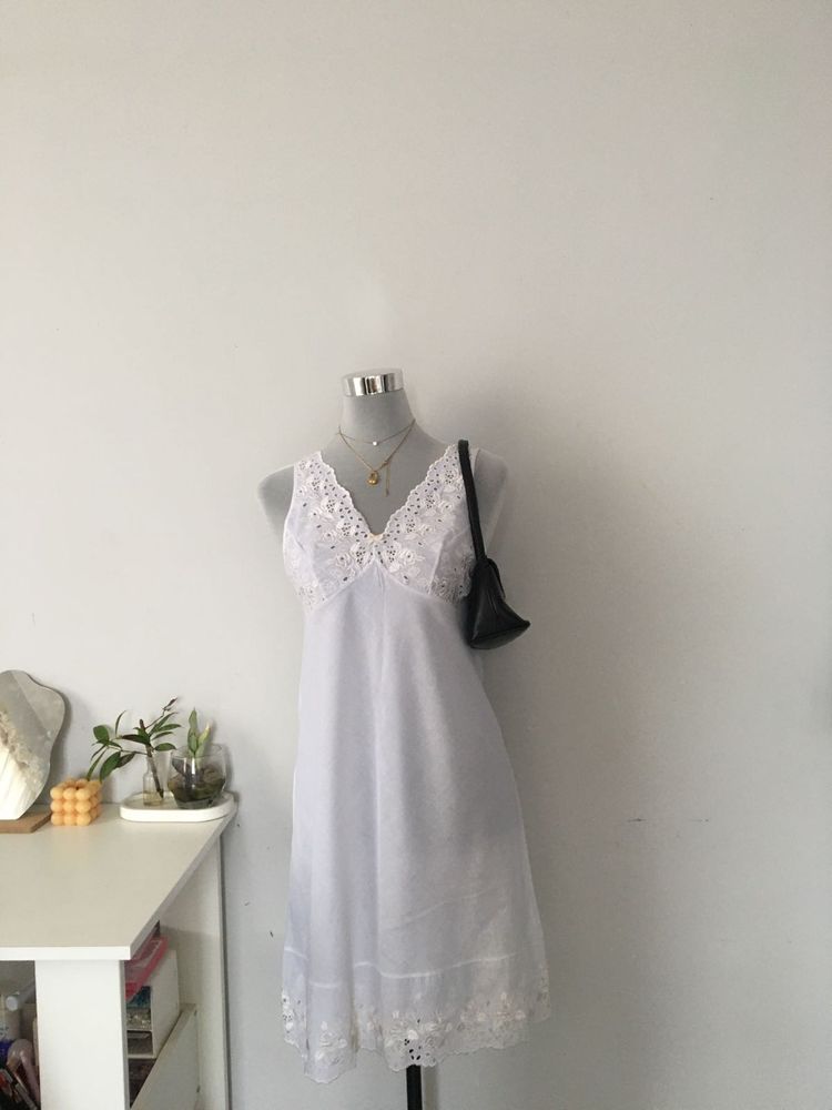 Aesthetic White Cotton Dress