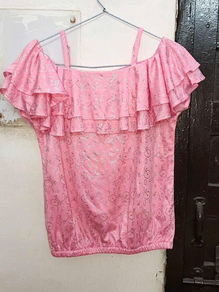 Cute Pink Ruffle Top