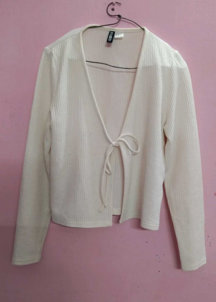 Cute White Cardigan Top