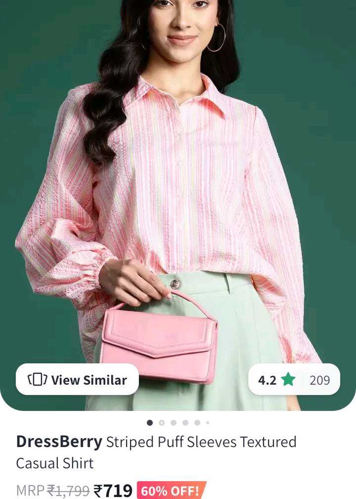 DressBerry Striped Puff Sleeve Shirt
