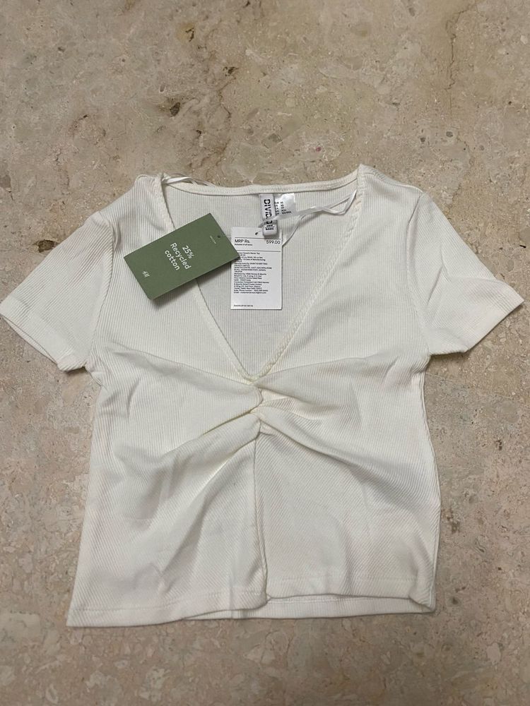 White Twist Front Top