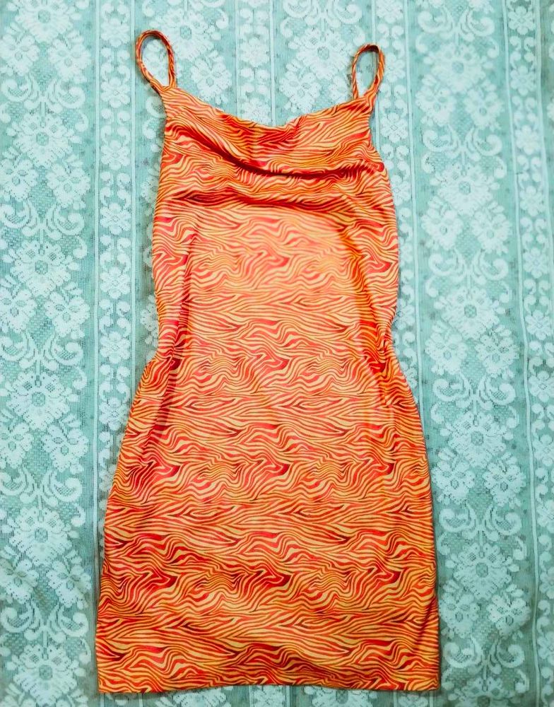Orange Zebra Print Dress