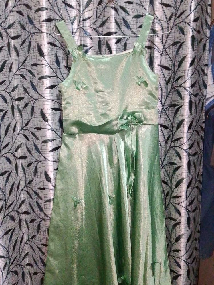 Green Dress with Floral Details