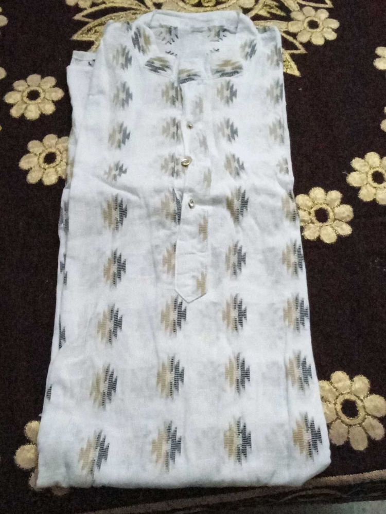 White Patterned Kurta