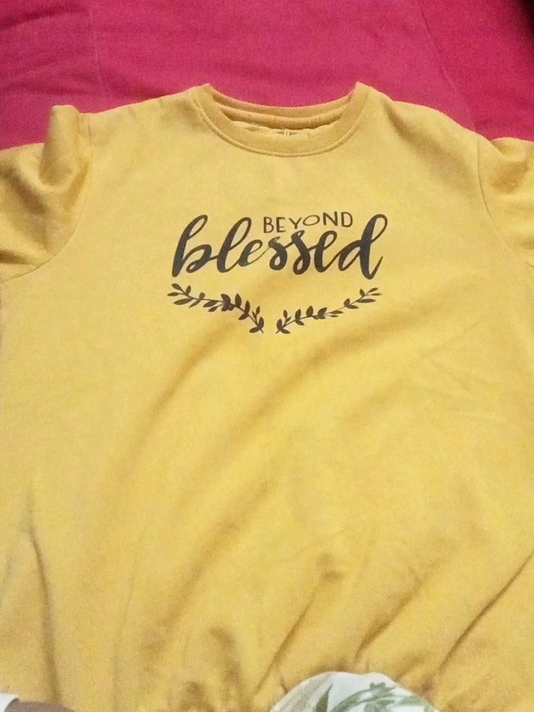 Beyond Blessed Yellow Sweatshirt With No Damage.