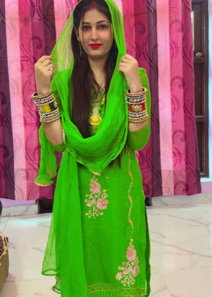 Green Embroidered Kurta Set