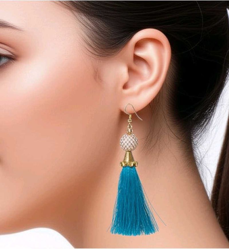 Blue Tassel Earrings
