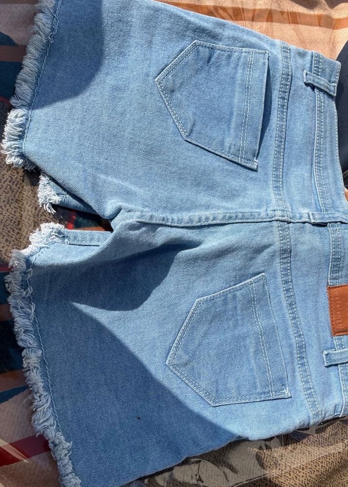 Denim Fringe Shorts