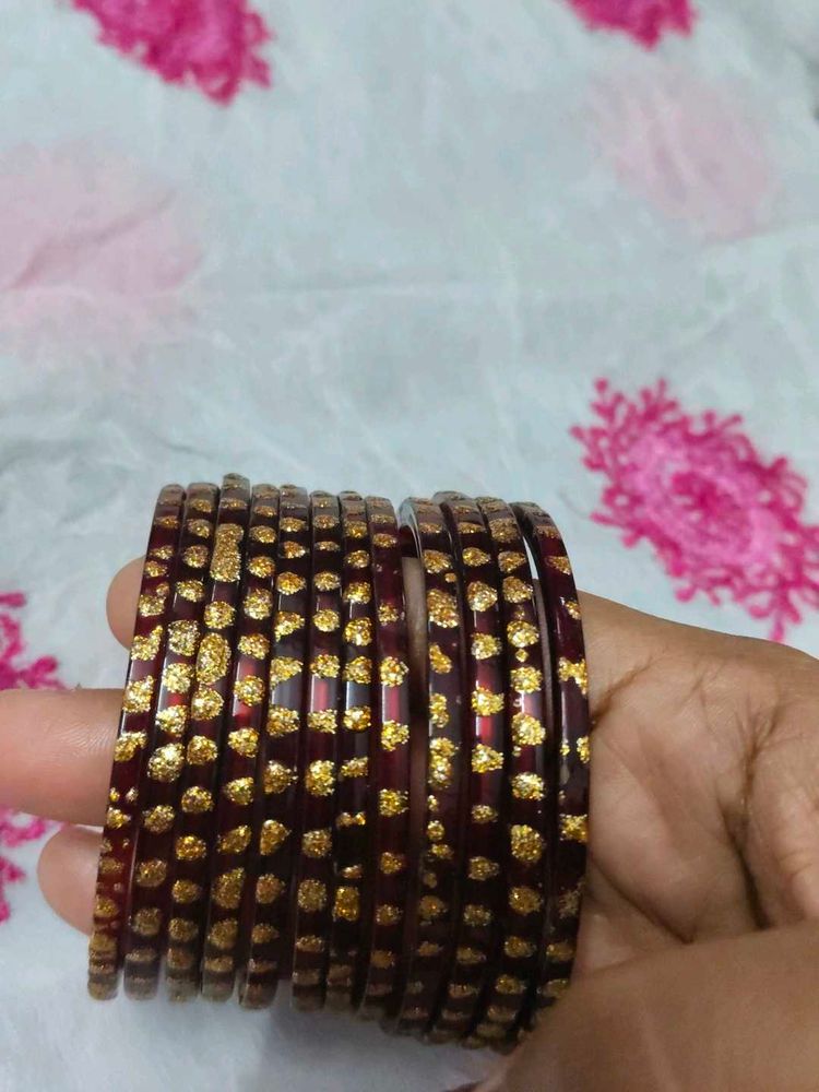 Glass Maroon Bangles