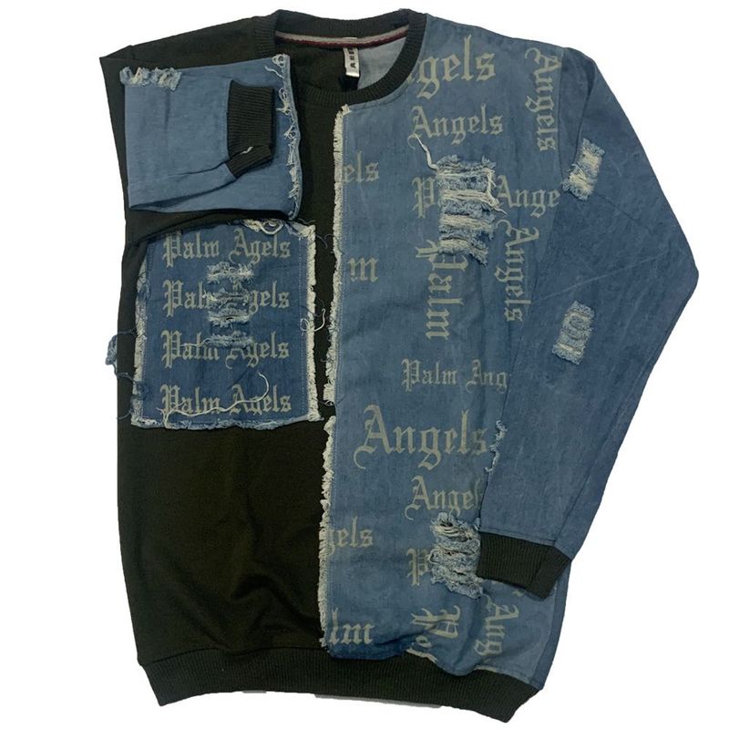 Palm Angels Denim Patch Sweatshirt Size 38