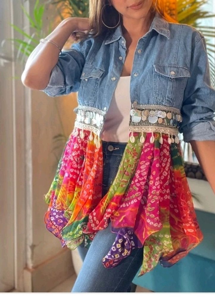 Navratri Denim Jacket Shrug