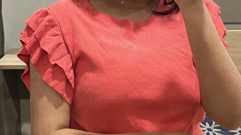 Pink Ruffle Sleeve Ribbed Top | Soft &amp; Stretchy