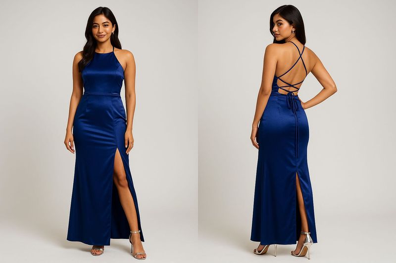 Royal blue Satin Gown