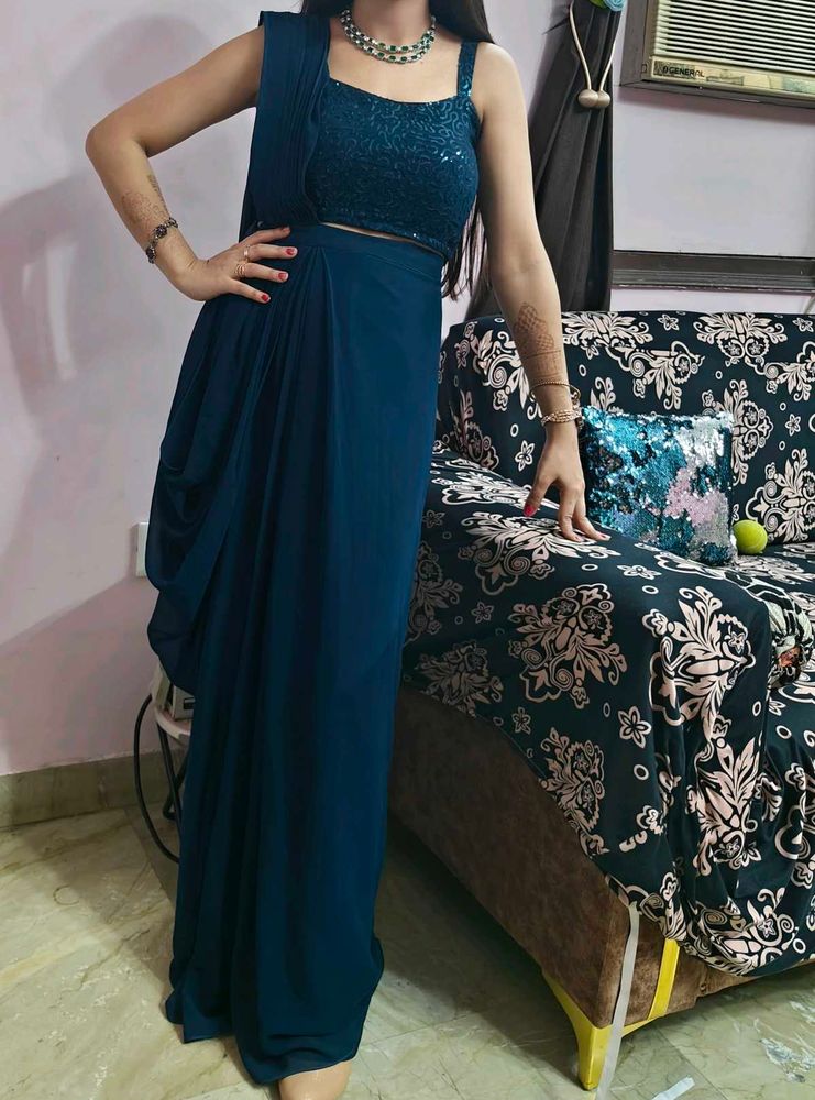 Elegant Blue ready to wear Saree