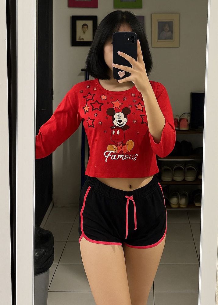 Cute Dysney Mickey Mouse Crop Top T Shirt