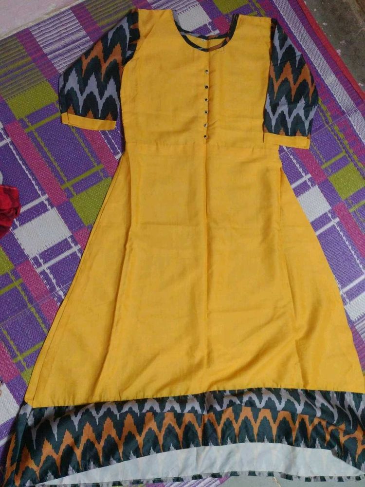 Yellow Printed Kurta