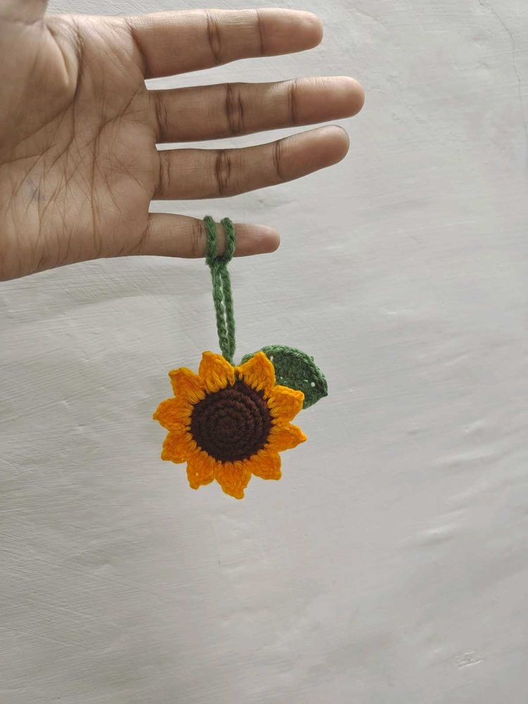 Crocheted Sunflower Keychain/Bag Sling Hanger