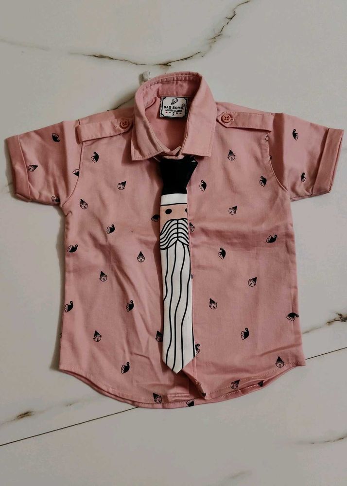 Cute Pink Kids Shirt with Tie