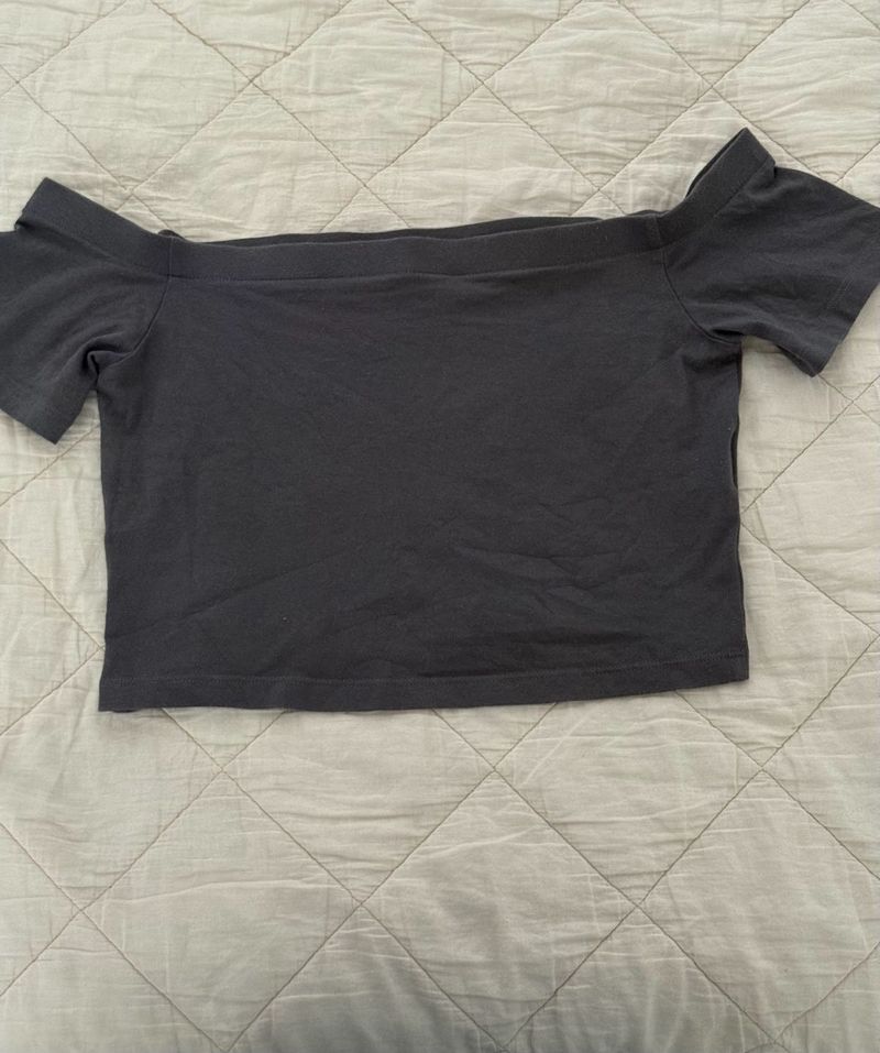 Gray Off-Shoulder Top