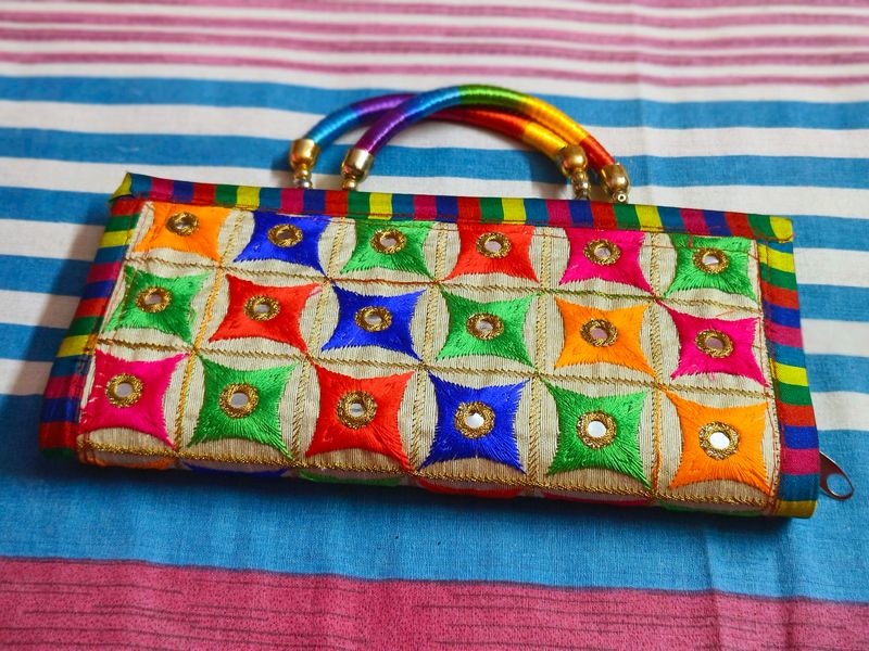 Colorful Embroidered Clutch