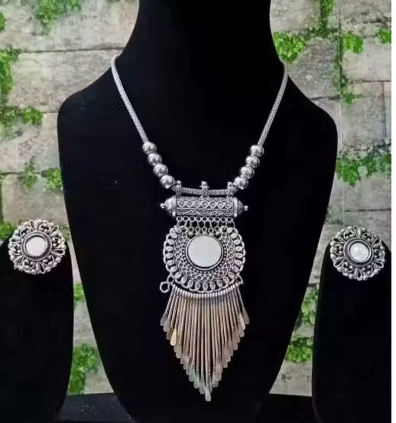 Silver Tribal Necklace &amp; Ring Set
