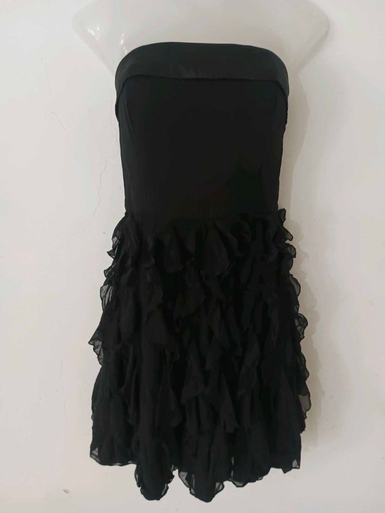 STAIN RUFFLE COCKTAIL PARTY DRESS