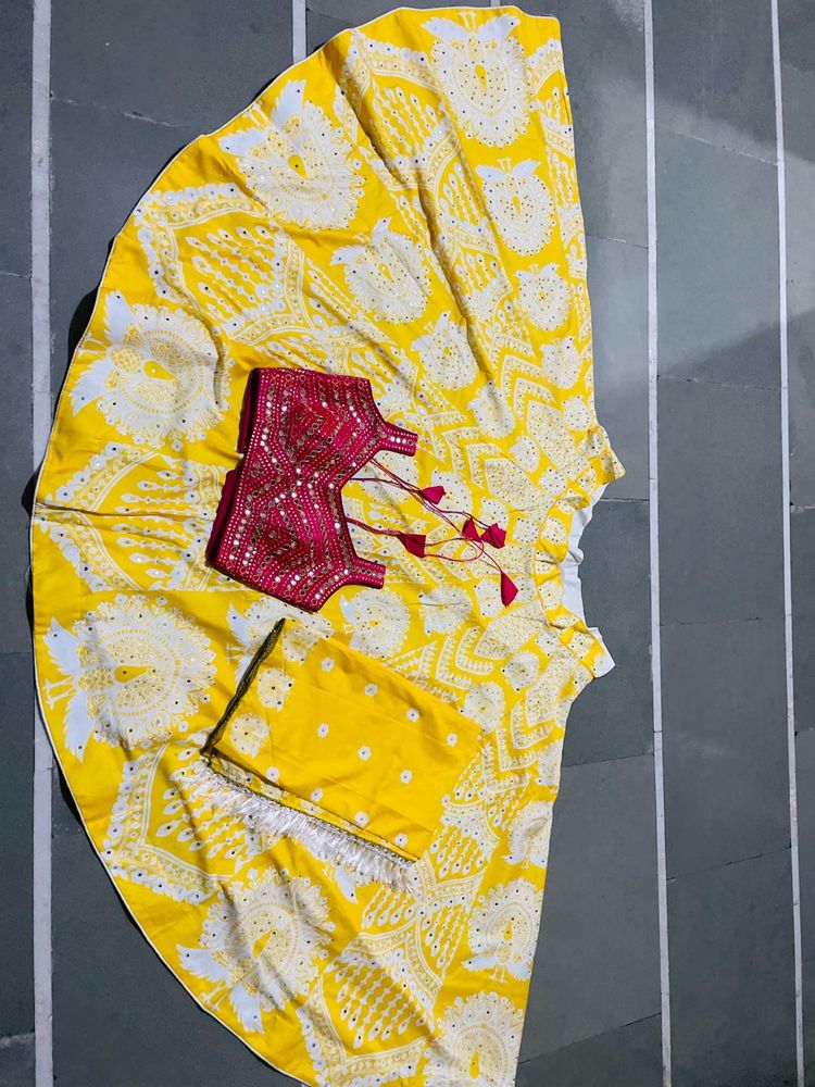 Navratri Style Yellow Lehenga Choli Set