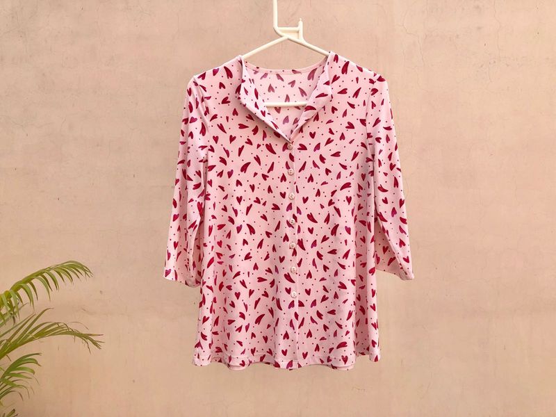 Pink Heart Print Top