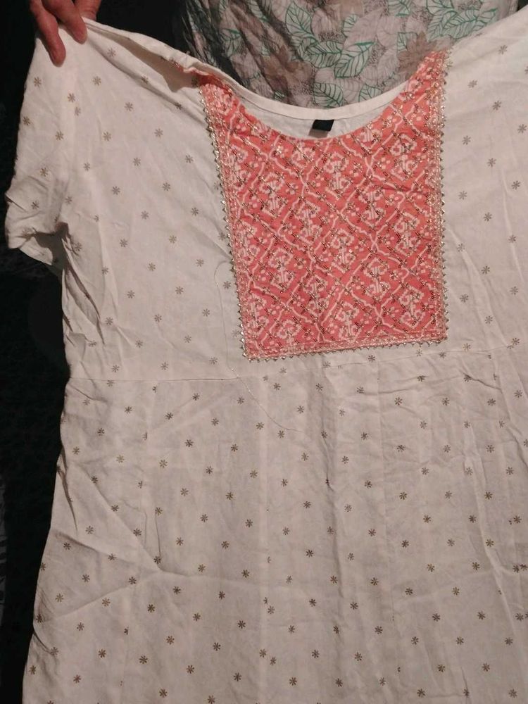 White Top with Embroidered Detail