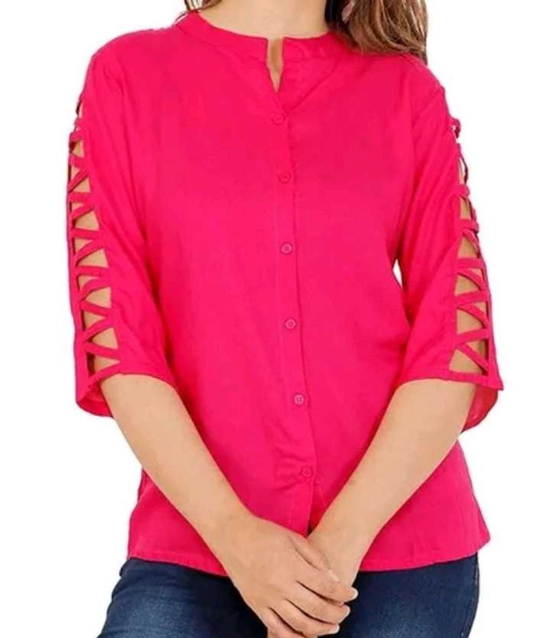 Pink Cutout Sleeve Top
