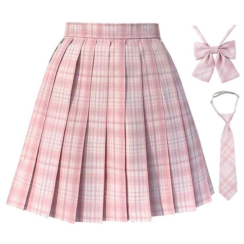 Pink Plaid  Pleated Skirt
