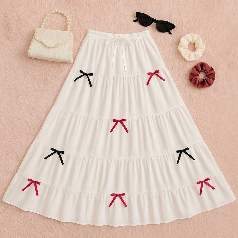 Tiered Korean Bow Coquette Skirt