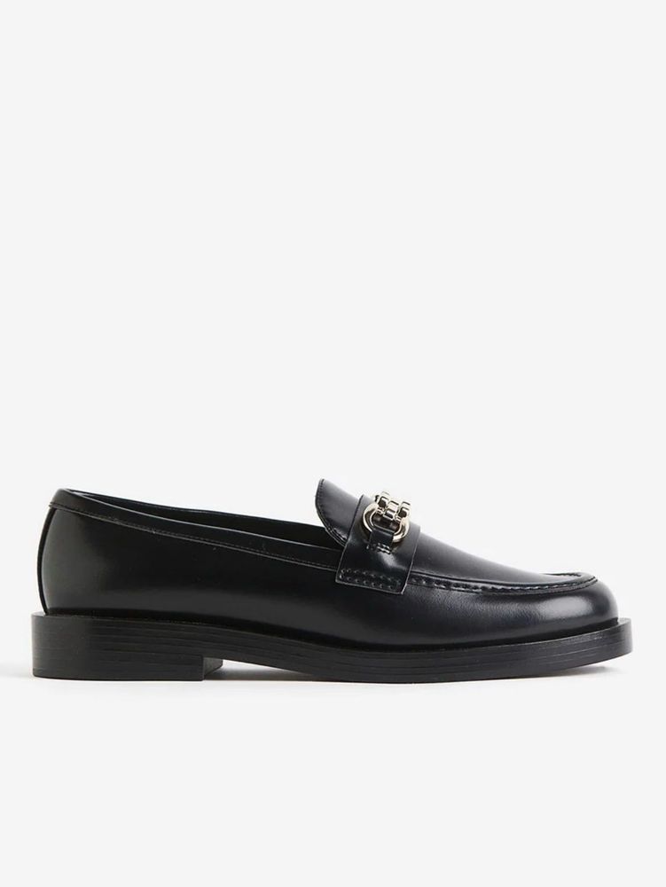 Black Chain Detail Loafers
