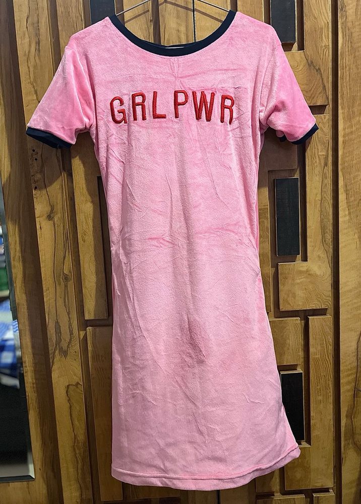 Pink &#39;GRL PWR&#39; Dress