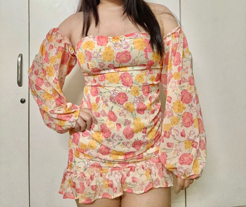 Floral Off-Shoulder Mini Dress