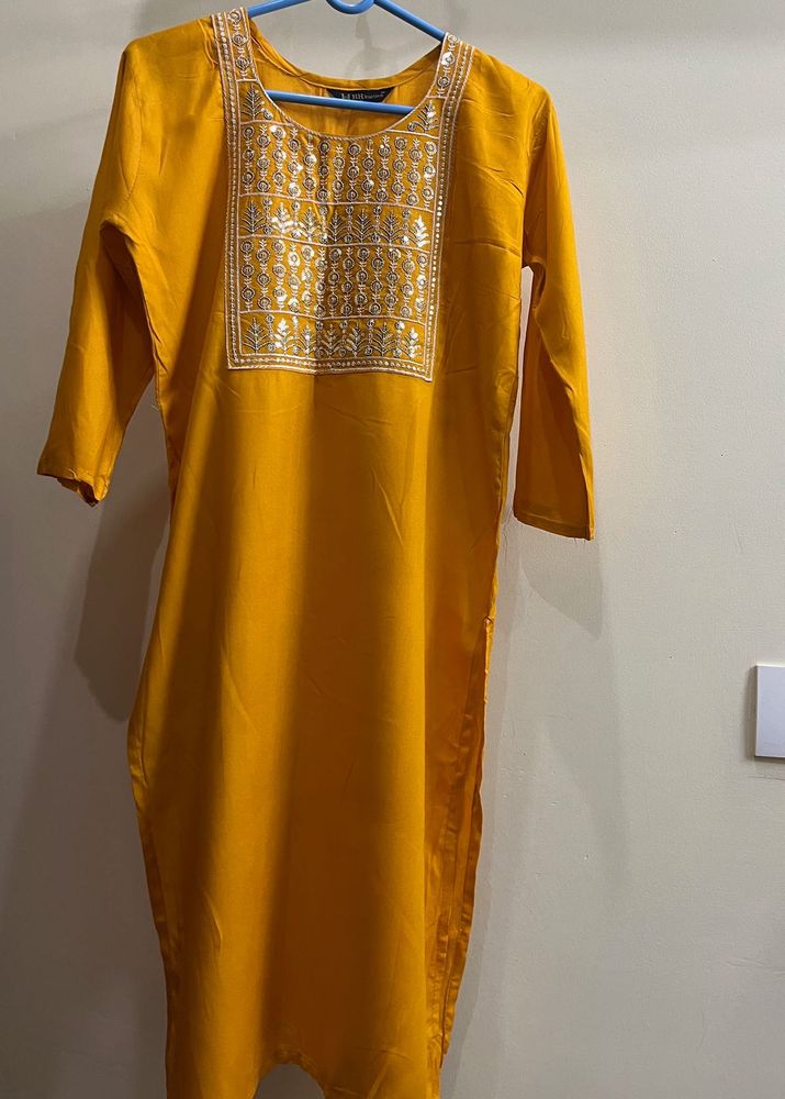 Mustard Embellished Kurti