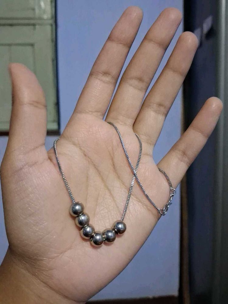 Silver Tone Beaded Necklace