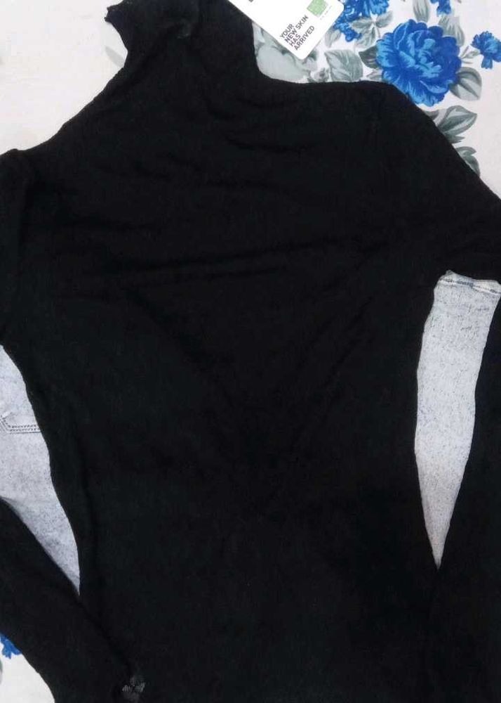 Black Turtleneck Long Sleeve Top