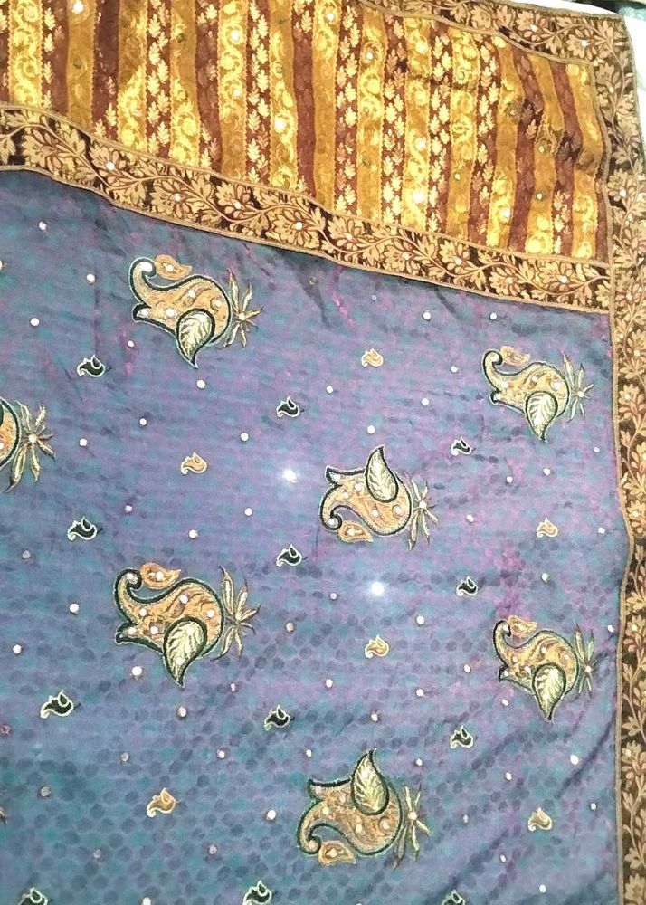 Elegant Blue Saree without blouse 🦪💕
