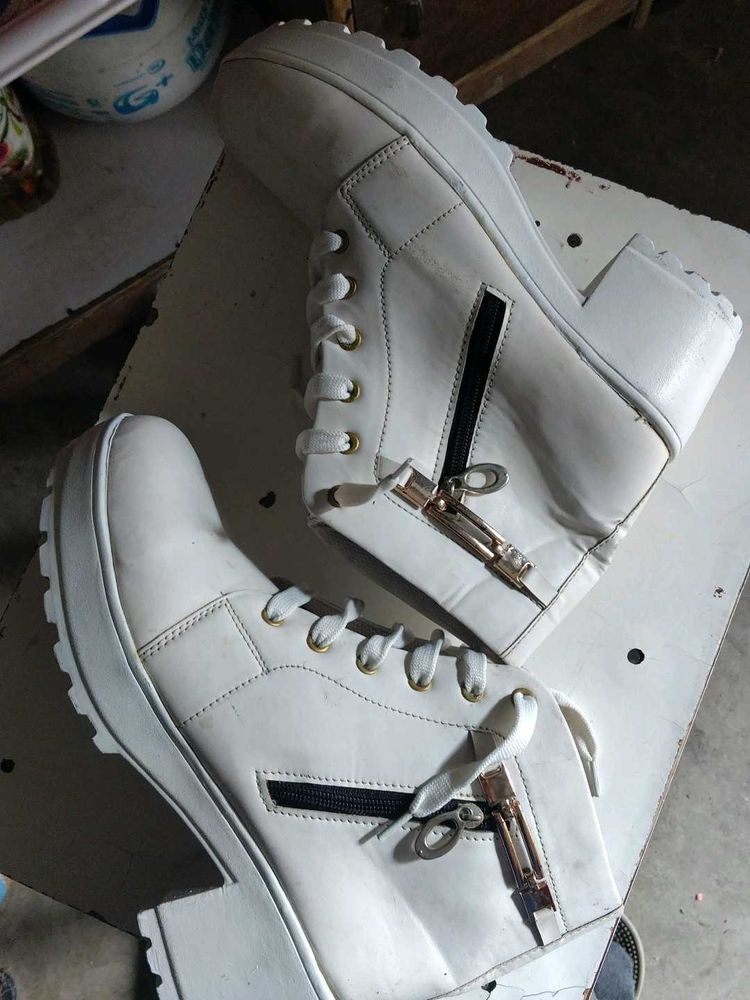 White Heeled Ankle Boots