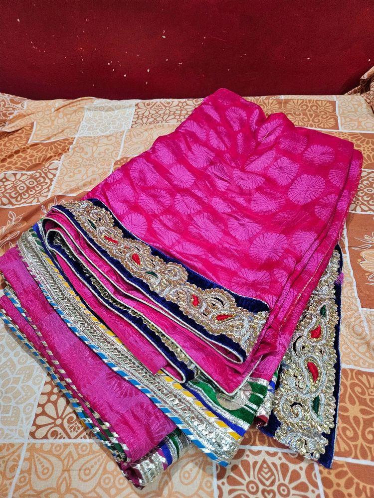 Pink Silk Saree With Festive Border