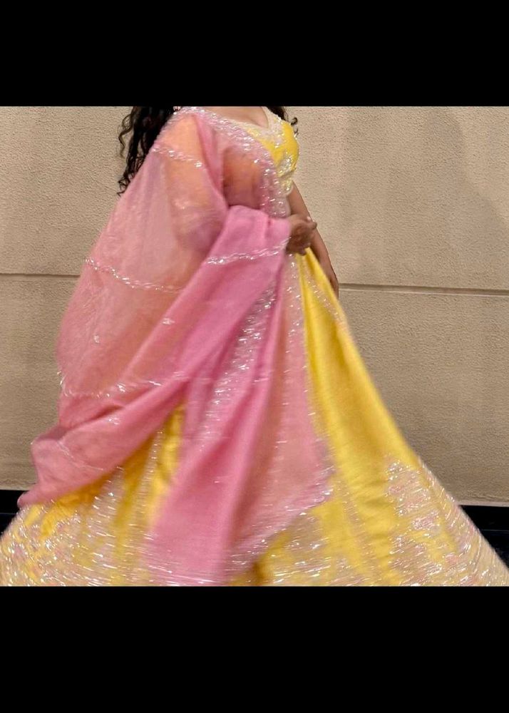 Elegant Yellow &amp; Pink Lehenga Choli