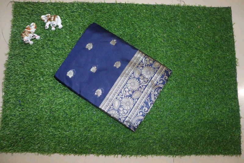 Navy Blue Banarasi Silk Saree