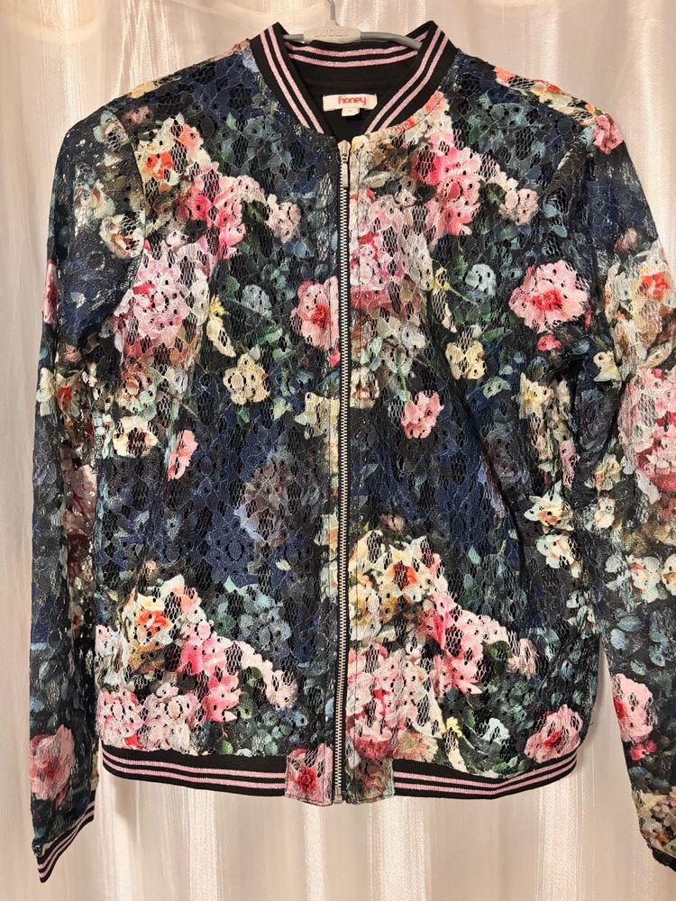 Floral Lace Bomber Jacket