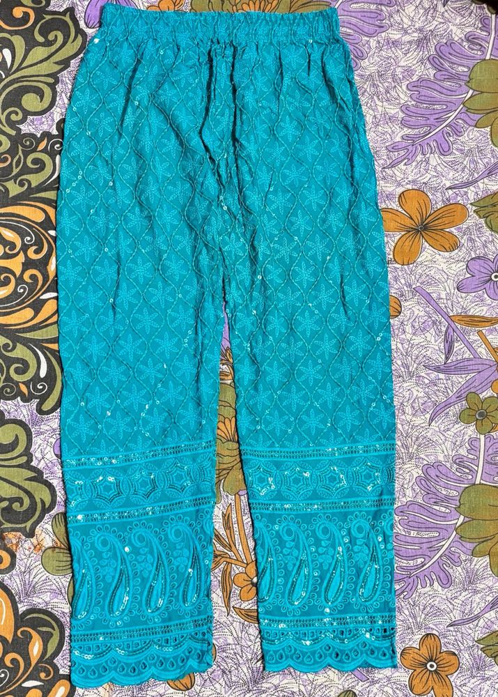 Greenish Blue chickenkari Palazzo