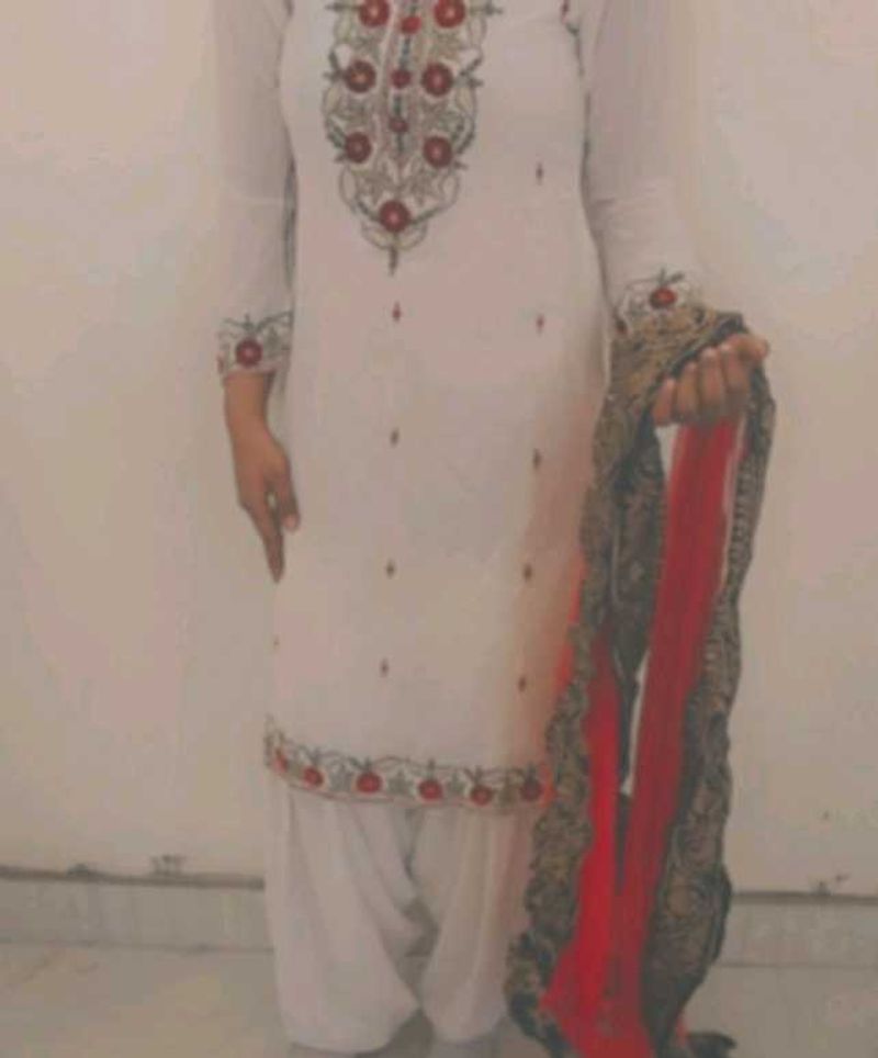 Elegant White Embroidered Salwar Suit