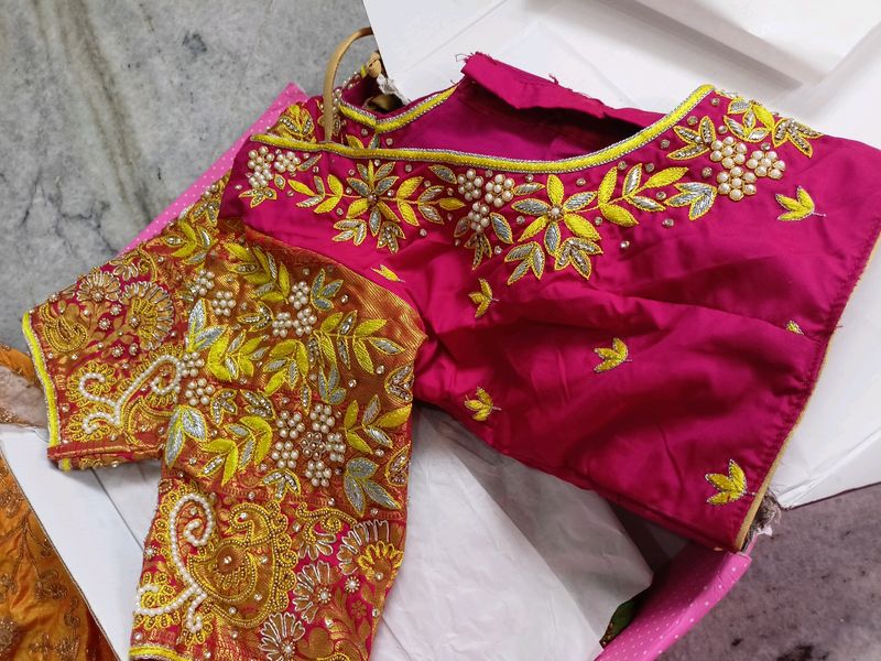Pink Maggam Zardosi Work Blouse Like New