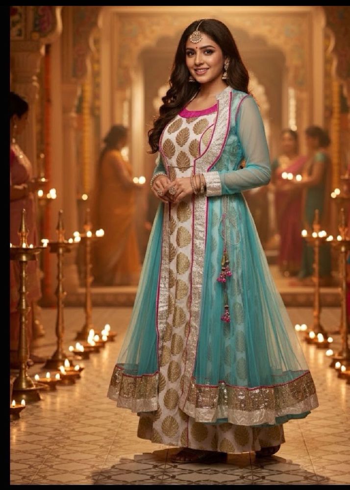 Elegant Dual-Tone Anarkali Gown