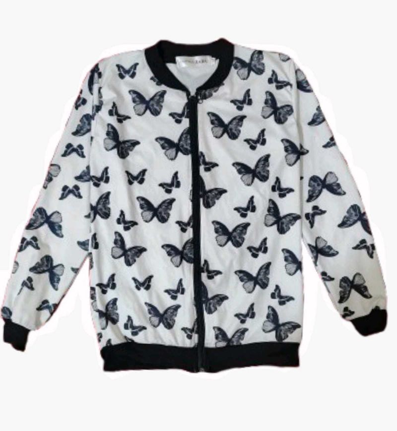 Butterfly Print Bomber Jacket
